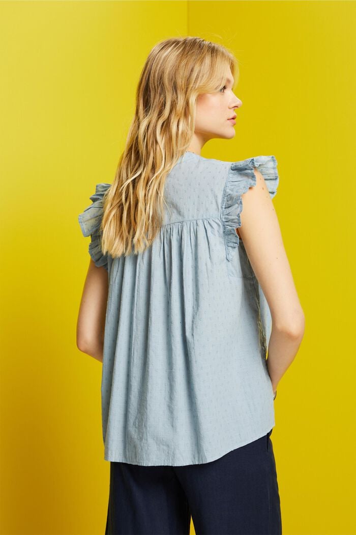 Ärmellose Bluse aus Swiss Dot, 100 % Baumwolle