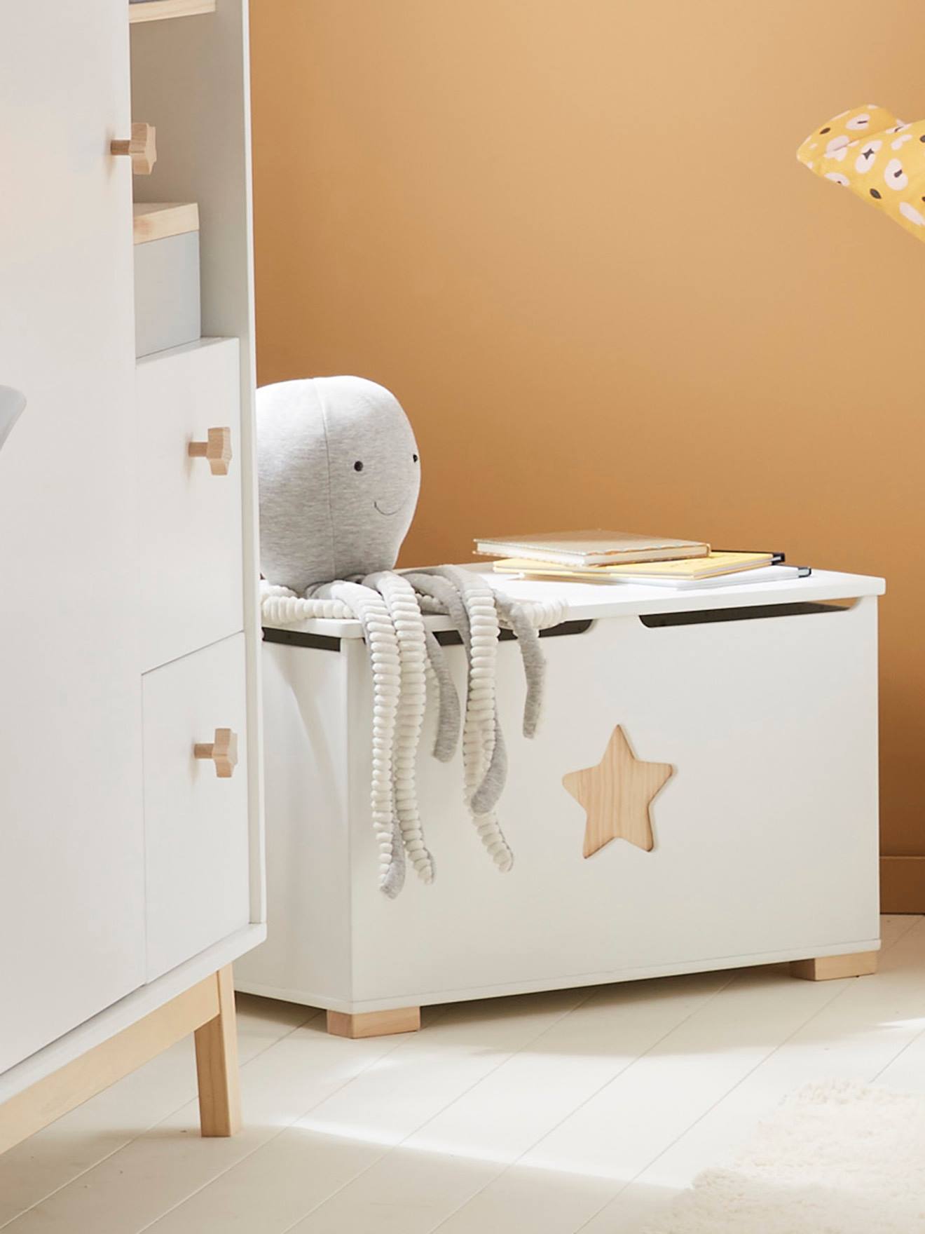 Vertbaudet Kinderzimmer Spielzeugtruhe GROßER BÄR - weiß/natur