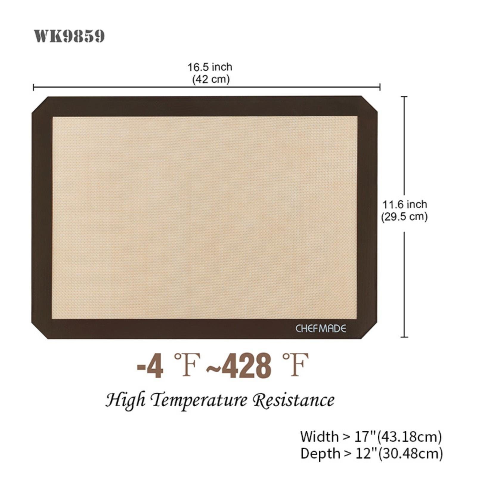 Chefmade Backmatte Ausrollmatte für Teig antihaft 42 cm, lebensmittelechtes Silikon (CHEFMADE, 42cm rechteckige Backmatte, 420x295mm, Silikon-Backmatte, Backmatte, Backunterlage, antihaft, Backzubehör, Dauerbackfolie, Grillmatte, 1-tlg., Premium), Ba