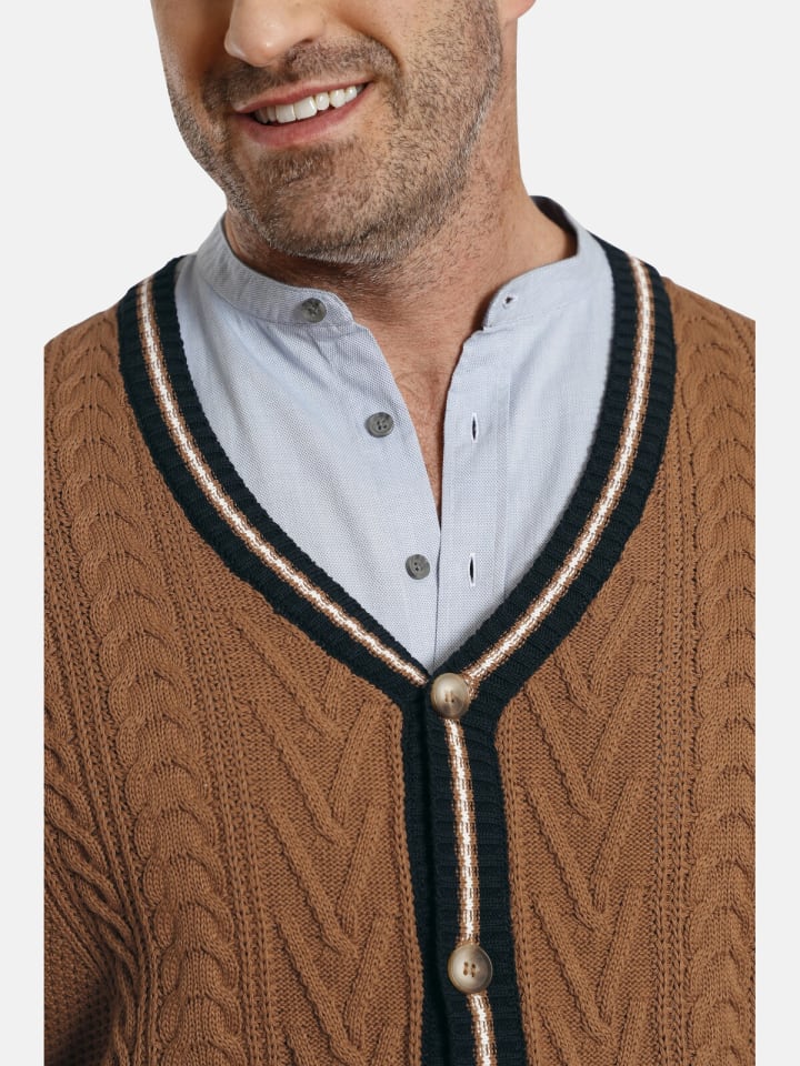 Charles Colby Strickjacke DUKE STARKS in cognac günstig kaufen