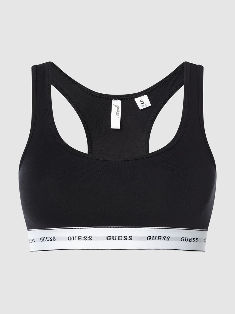 Bustier mit Logo-Bund in schwarz