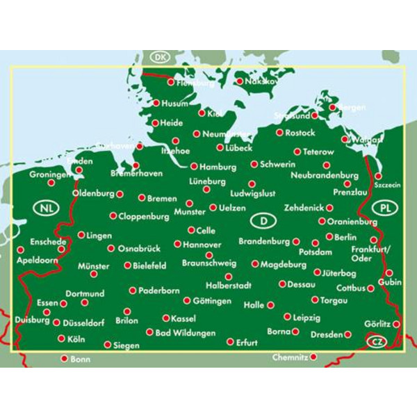 Deutschland Nord, Autokarte 1:500.000 - Straßenkarte