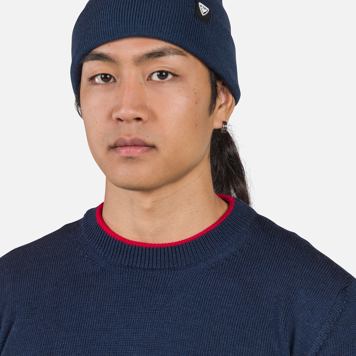 Gestreifter Herrenstrickpullover mit Rundhalsausschnitt