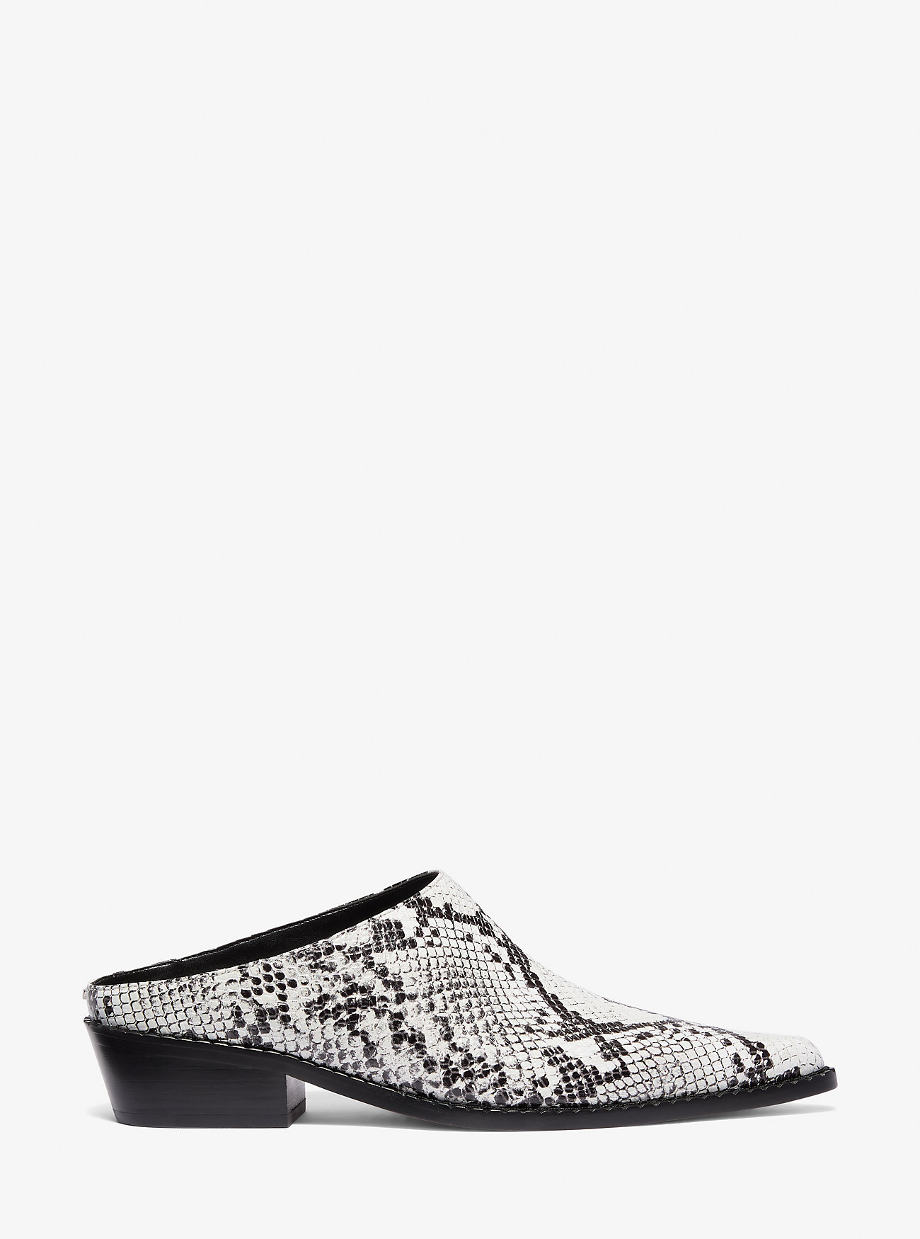 Nash Snake Embossed Leather Mule - ALUMINIUM