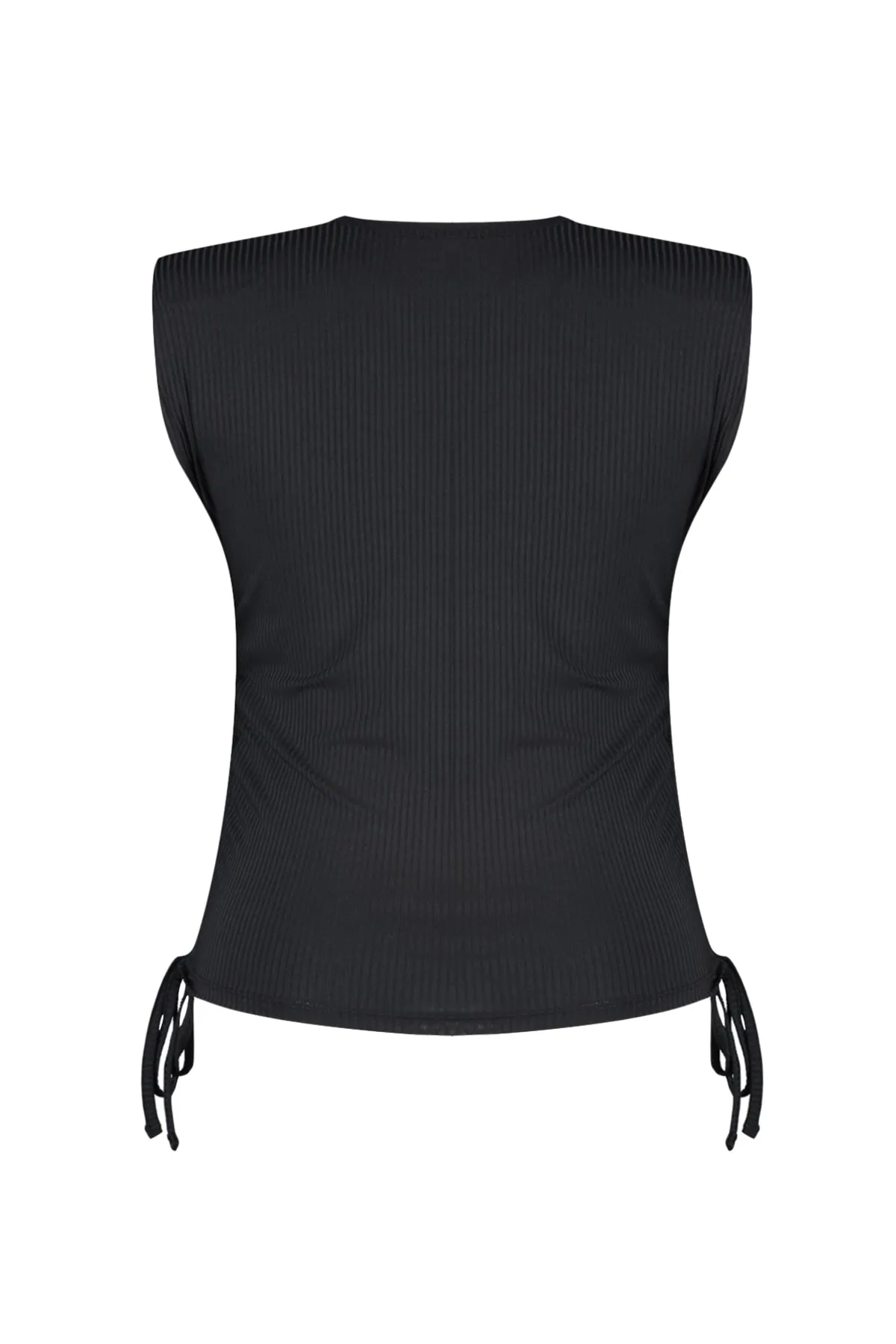 Trendyol Curve  Schwarze gestrickte Crop-Bluse mit geraffter Seitenpolsterung TBSSS23AF00011