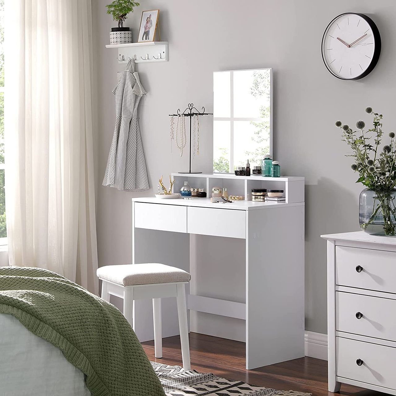 Songmics VASAGLE Frisiertisch mit rechteckigem Spiegel und 2 Schubladen