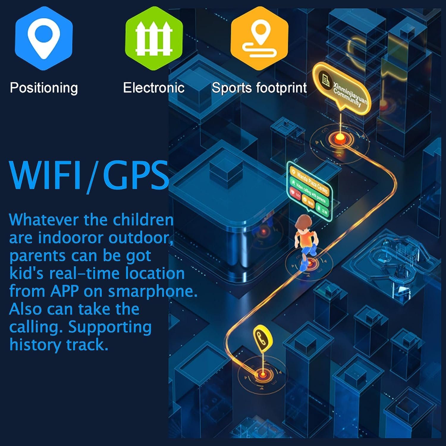Hikeren Kinder uhr mit GPS,Telefon,SOS,Spiel,Kamera,Wecker,Klassenmodus,IP68 Smartwatch, Bewegungsverfolgung, Sicherheitszone