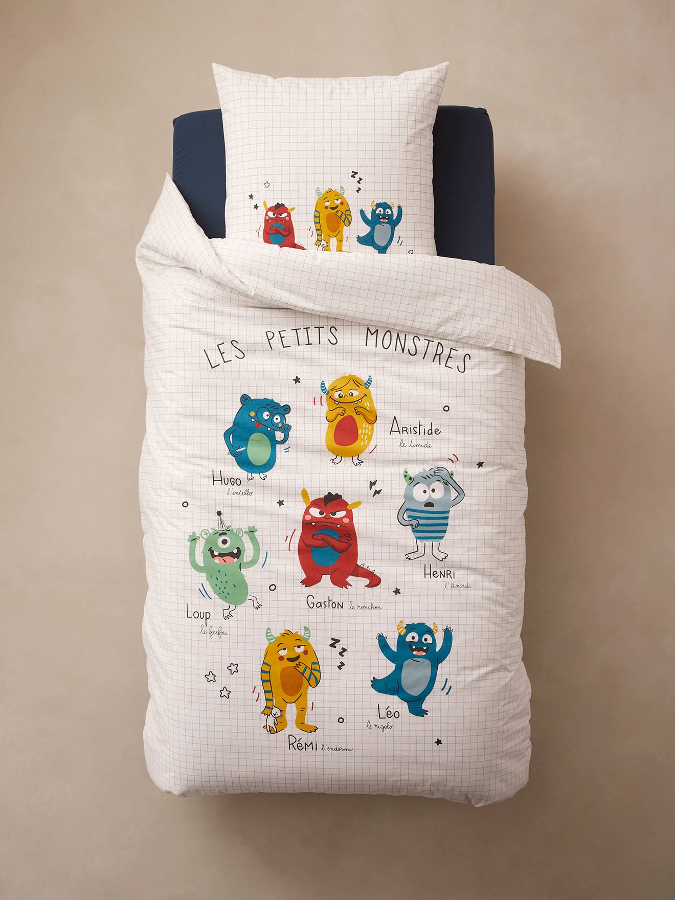 Vertbaudet Kinder Bettwäsche-Set MONSTER Oeko-Tex - mehrfarbig