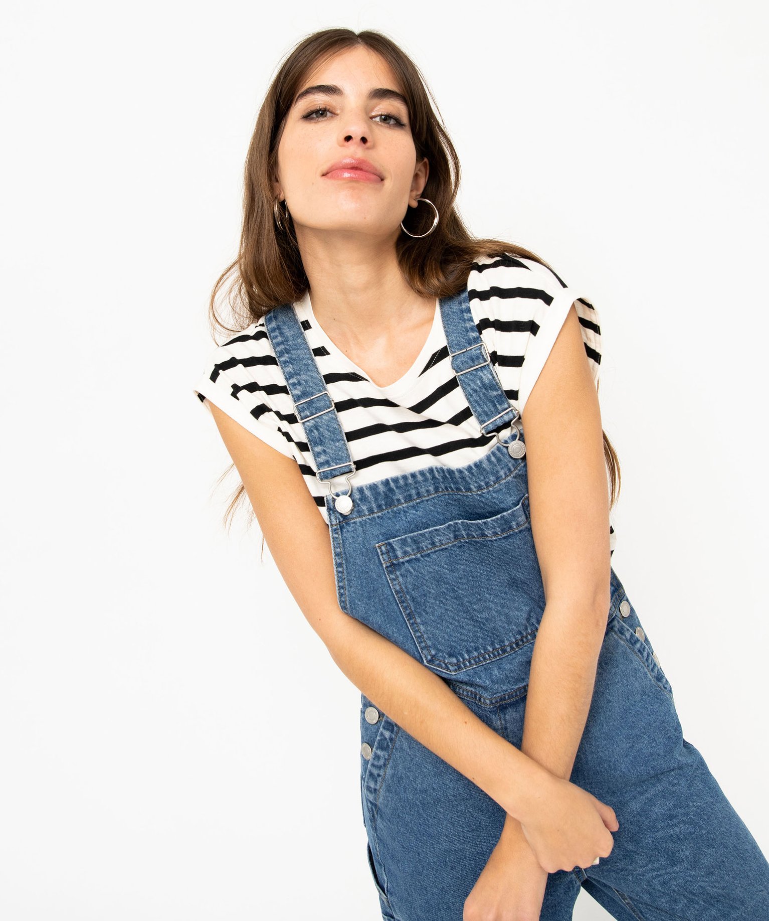 Salopette en jean coupe mom femme stone | GEMO