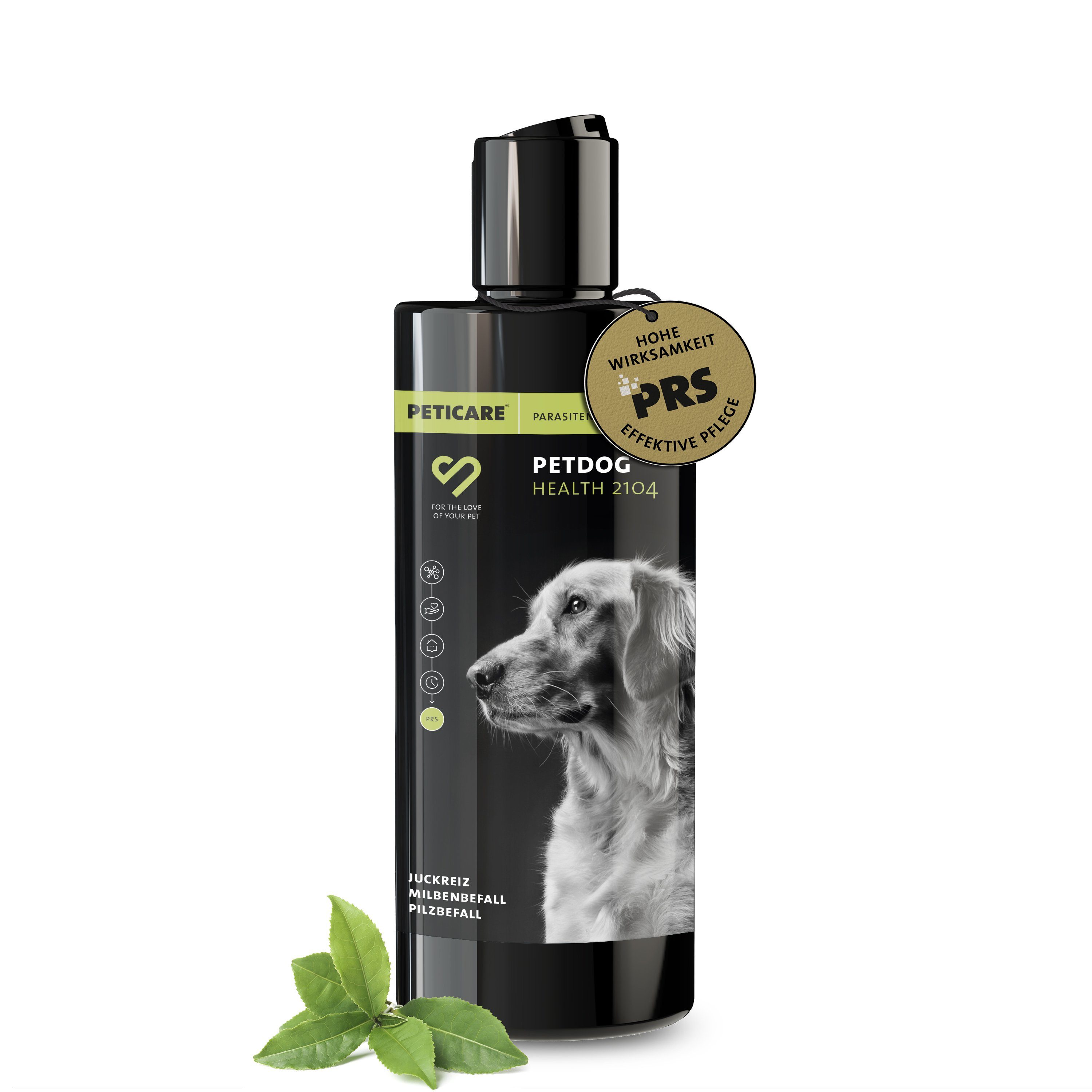 Peticare Tiershampoo petDog Health 2104 - Parasiten, Juckreiz Shampoo für Hunde, 250 ml, bei Juckreiz, Pilz & Milben, Flohbefall, beruhigt u. schützt die Haut