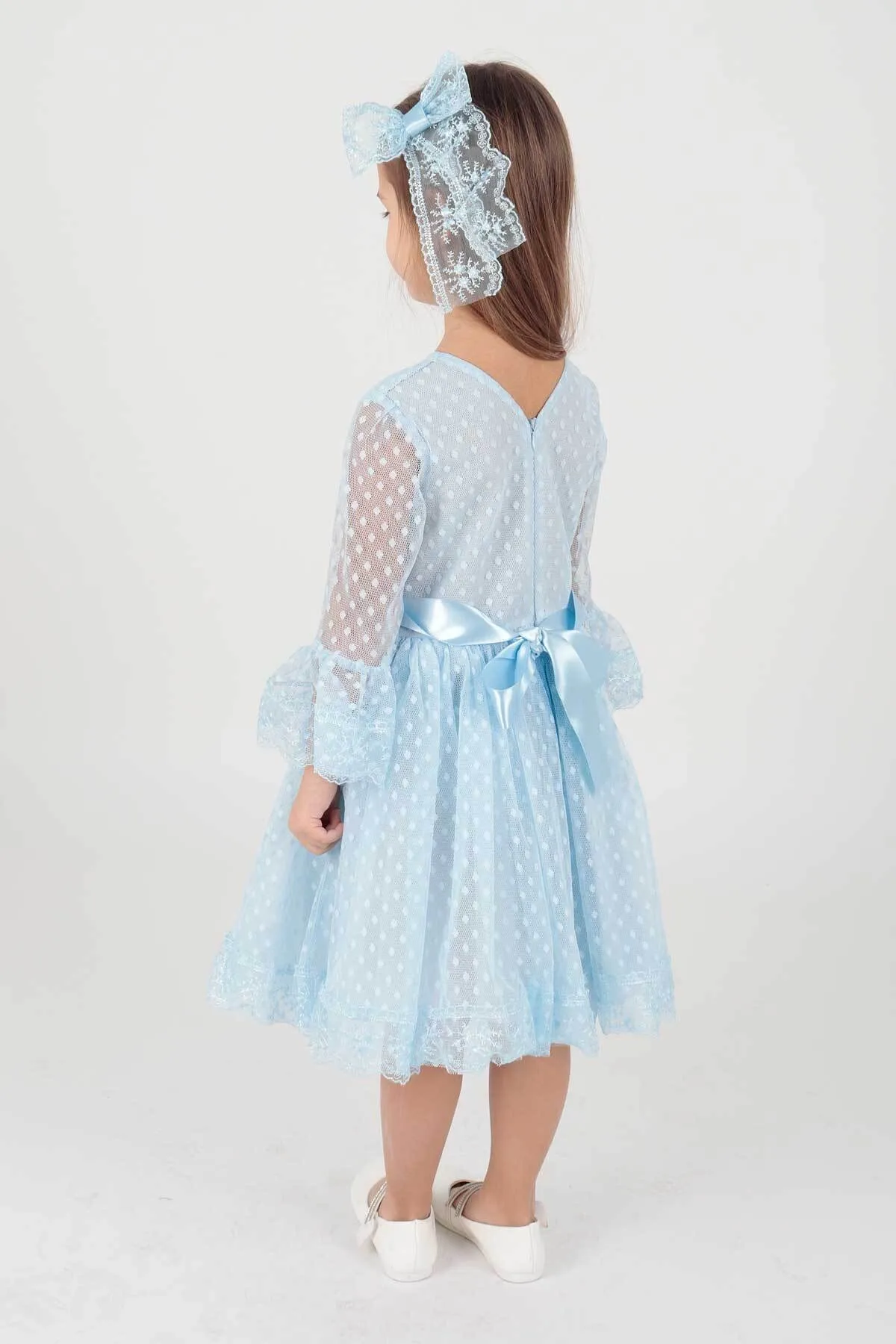 AHENGİM  Trendiges Abendkleid für Mädchen mit Schnalle und Tüllspitze Ak2209