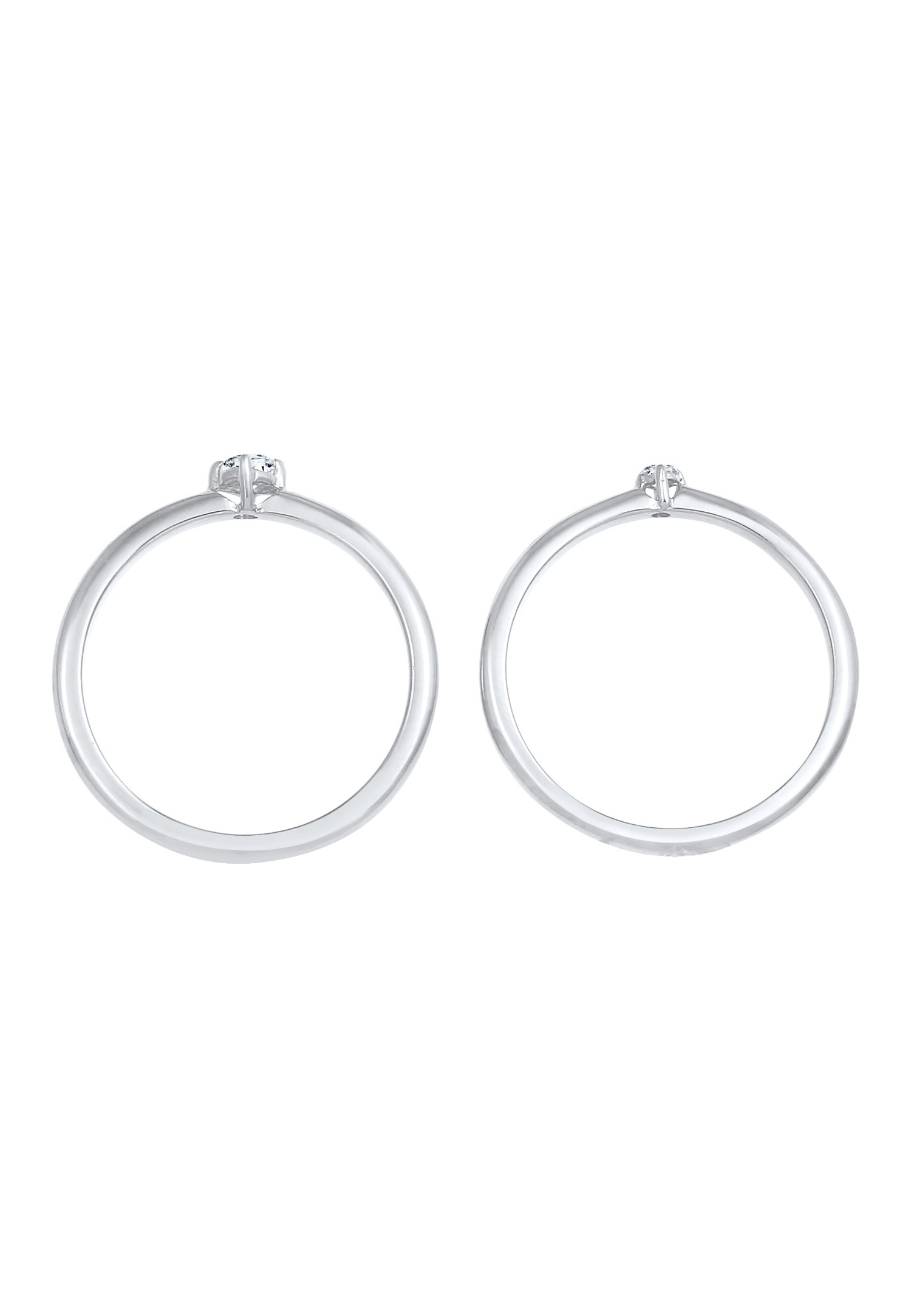 Elli DIAMONDS klasikinis elegantiškas moteriškas žiedas su deimantais (0,13 ct.) iš 925 prabos sidabro