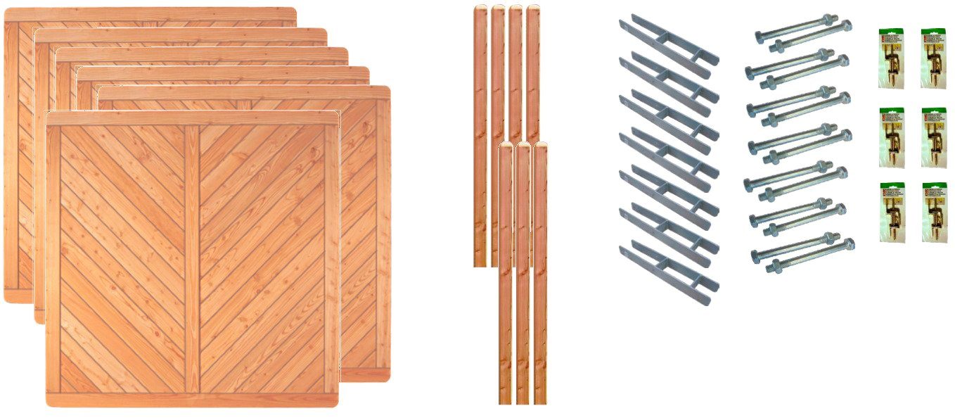 Tetzner & Jentzsch Dichtzaun Springfield 4, (Set), 6 Elemente, LxH: 1143x180 cm