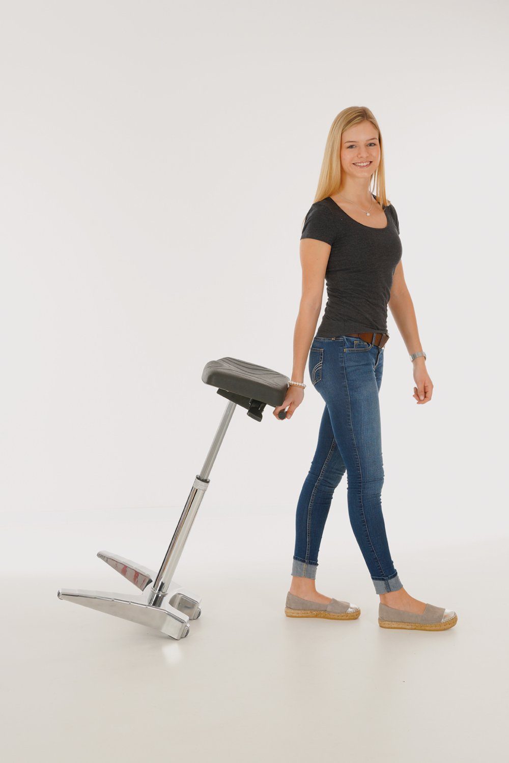 PROREGAL® Stehhilfe Stabile Stehhilfe Phoenix, Sitzhöhe 70-88cm, Polstersitze