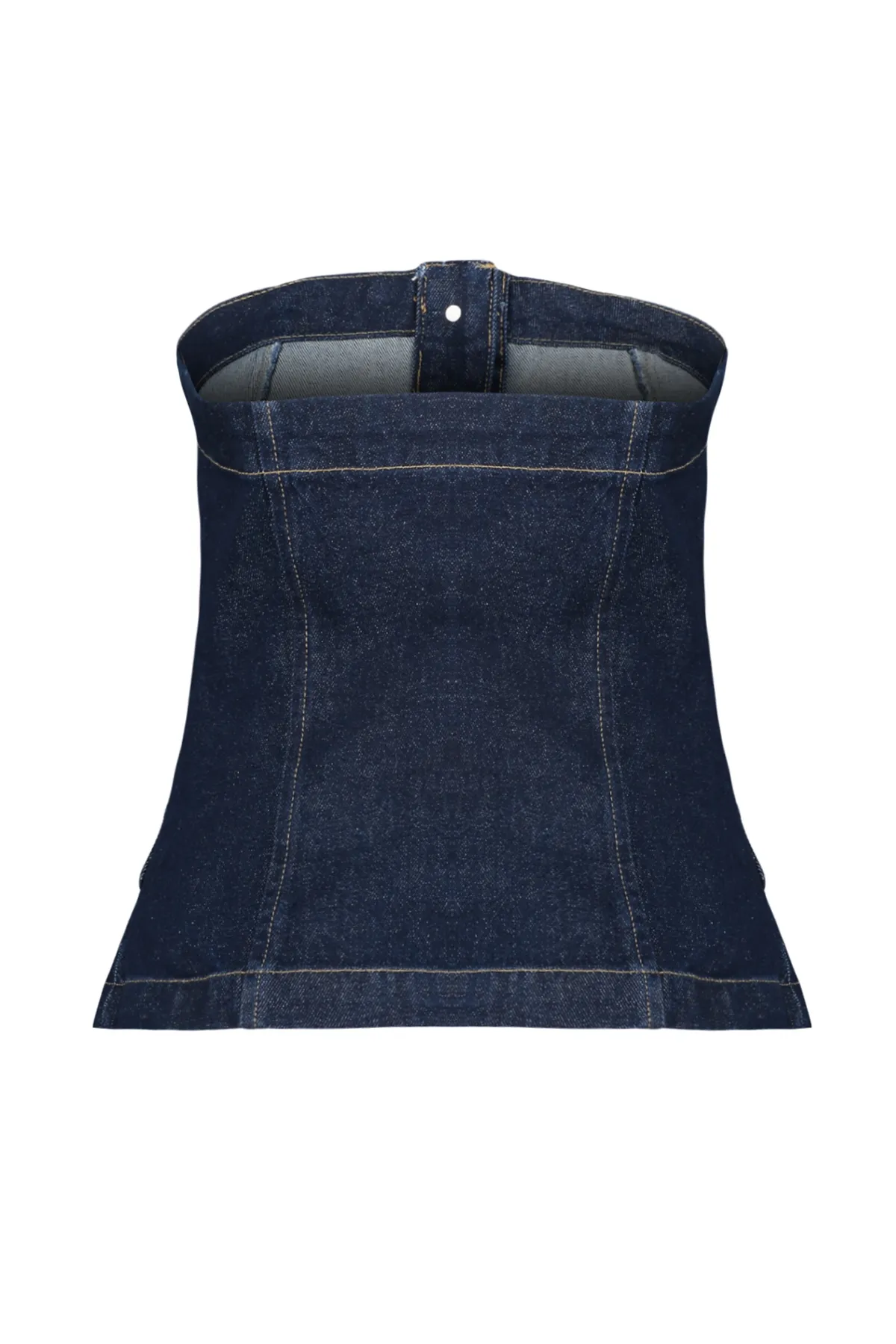Trendyol Collection  Blaues, vorne geknöpftes, trägerloses Denim-Bustier TWOSS24BS00005