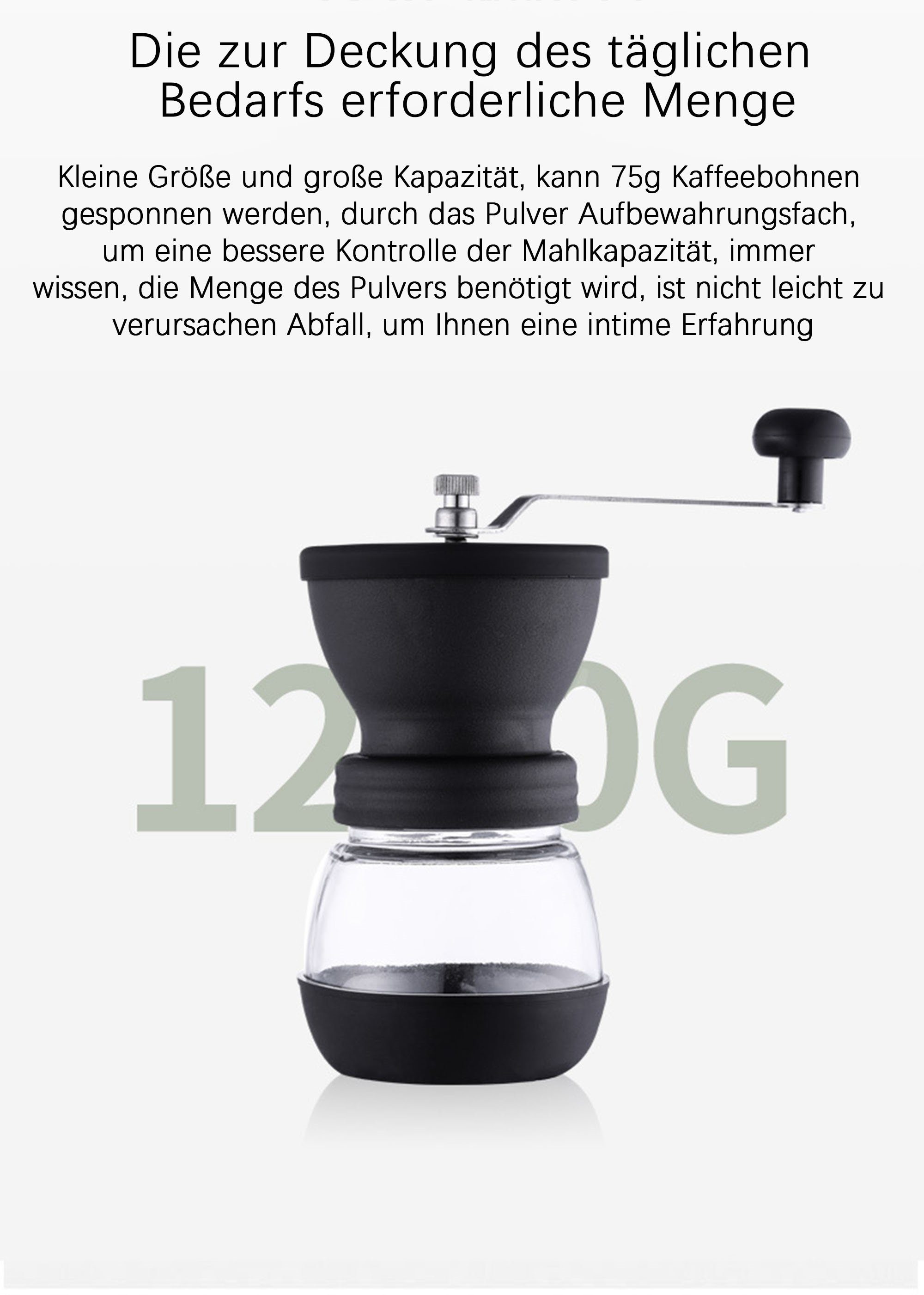 flowgoer Kaffeemühle YMJ3, Aufschlagmesser, 120,00 g Bohnenbehälter, Leicht zu transportieren, Keramischer Kern, Gleichmäßig geschliffen