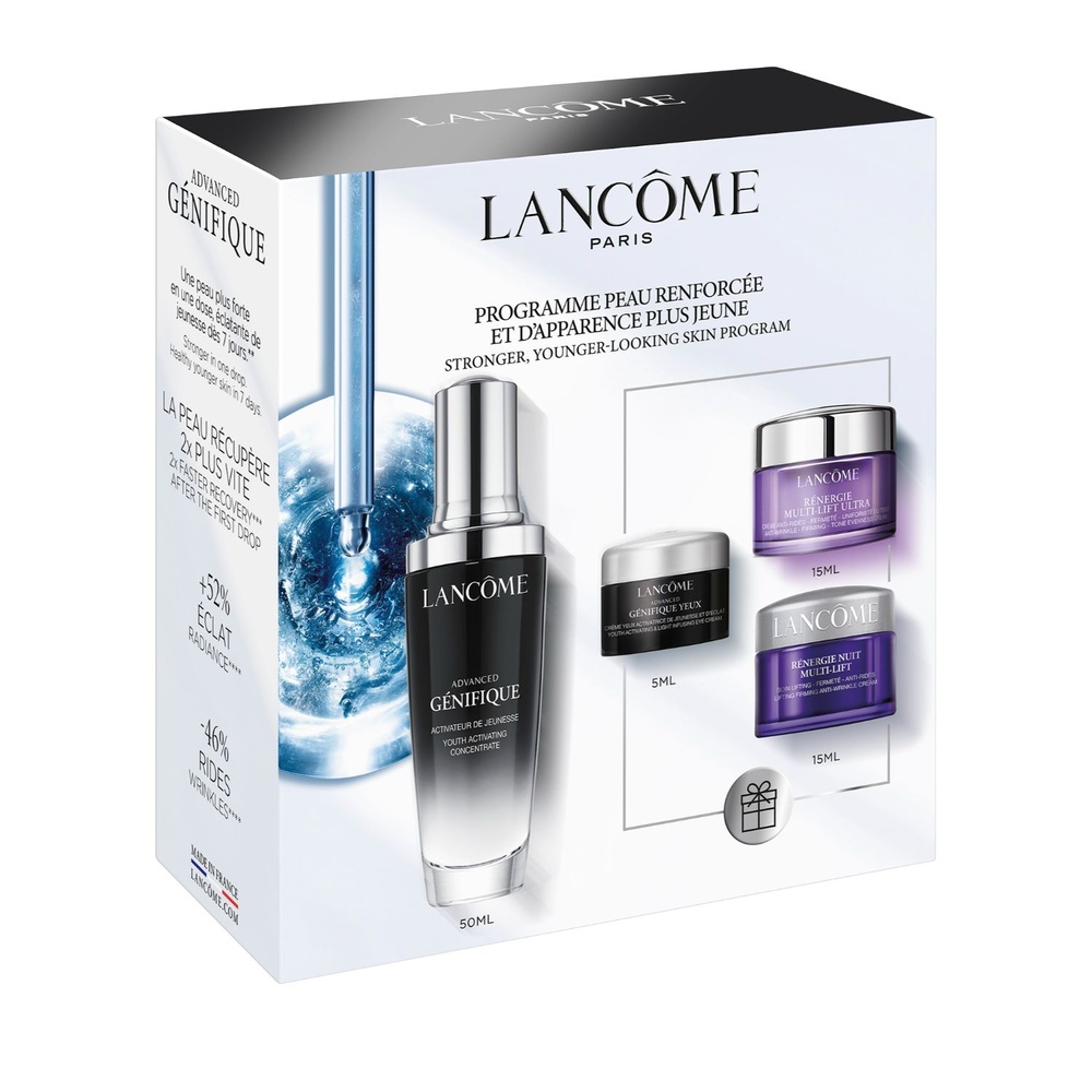 Lancôme Advanced Génifique Coffret Routine Anti-Âge Sérum + Crème Yeux, Crème Jour & Crème Nuit