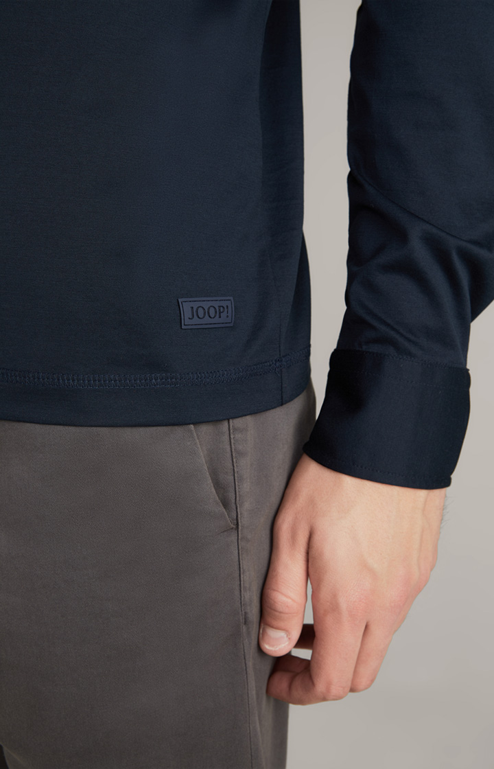 Langarm-Poloshirt Baldwin in Dunkelblau