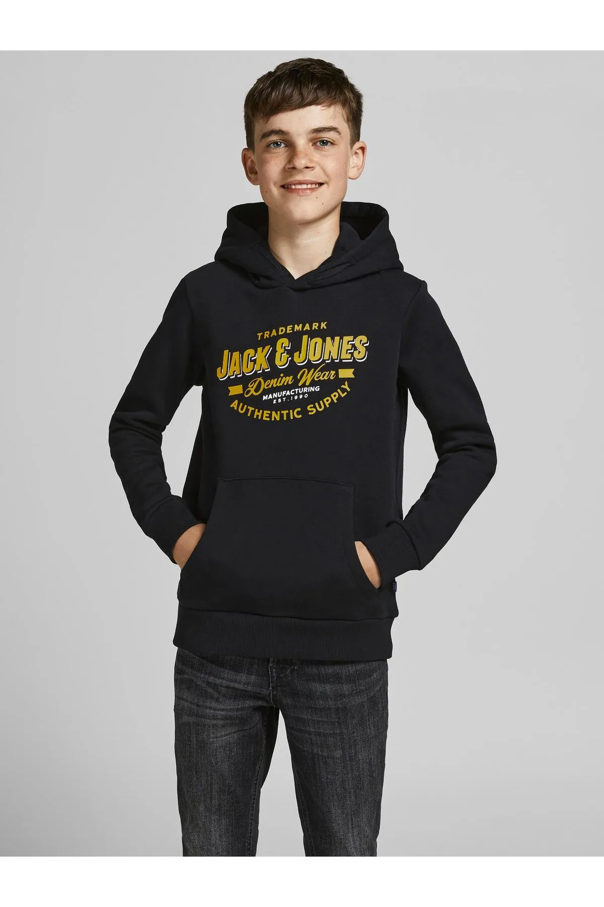 Jack & Jones  Sweatshirt Kapuzenpullover mit Kängurutasche und Logoprint