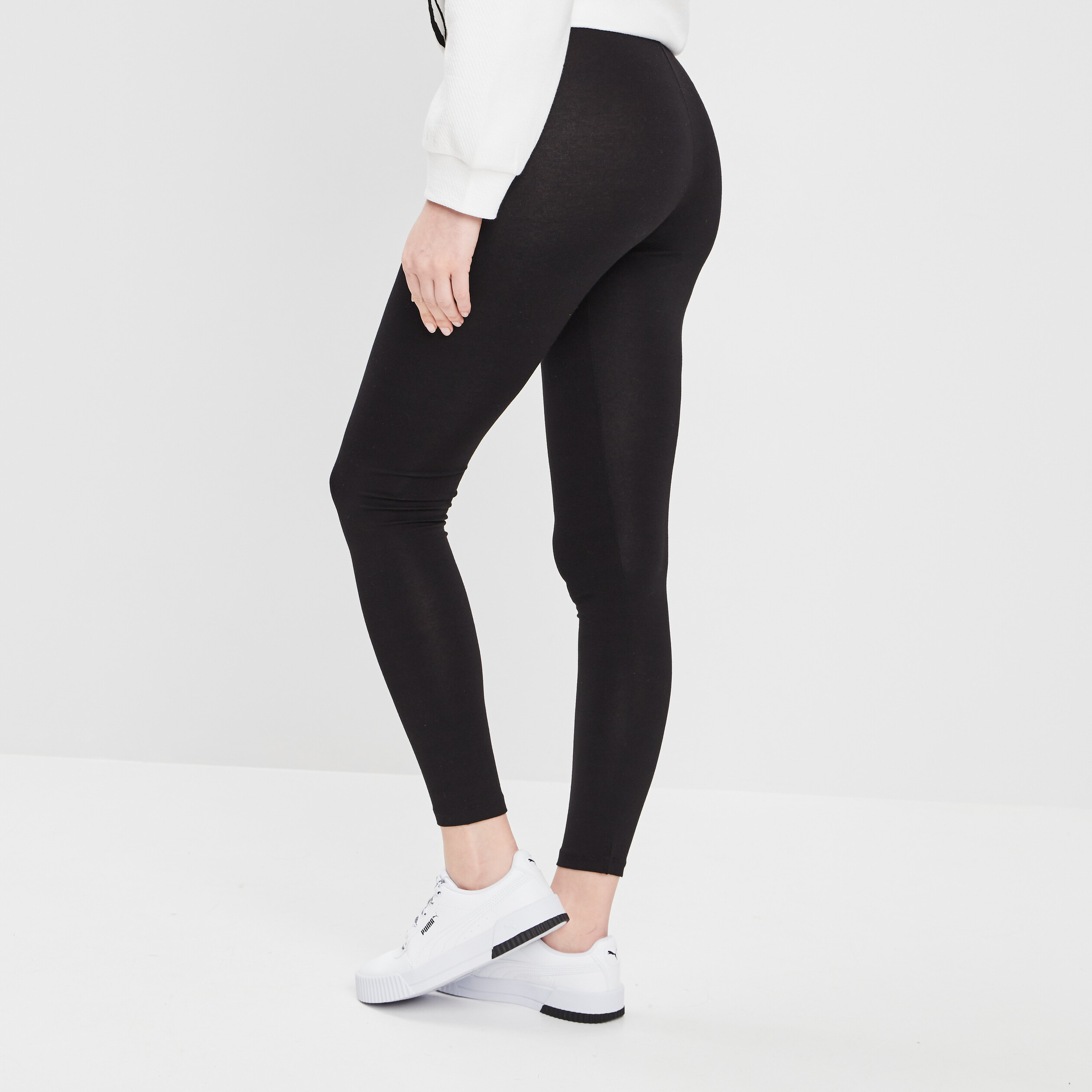 Legging taille élastiquée noir femme | La Halle