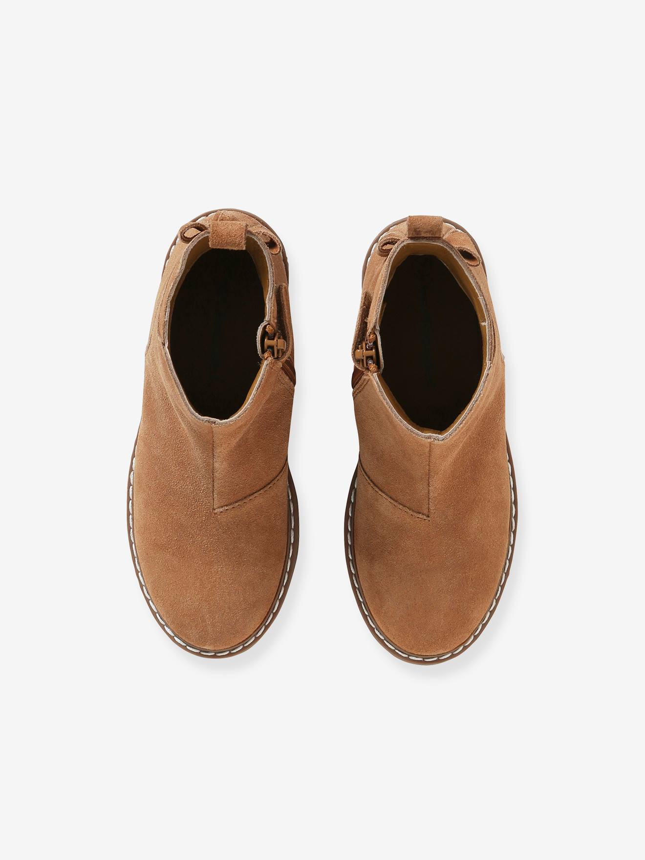 Boots cuir à noeud fille camel
