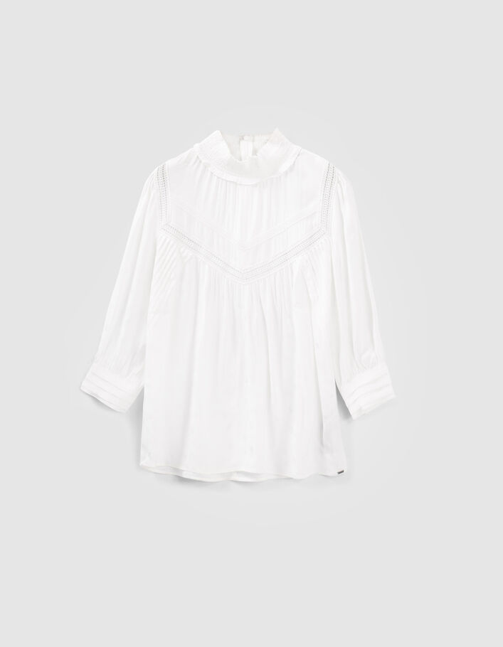 Blouse écrue jacquard motifs rock Femme