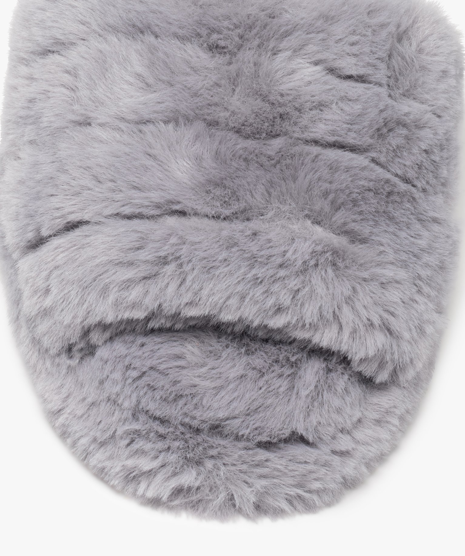 Chaussons mules unies en textile peluche femme gris | GEMO