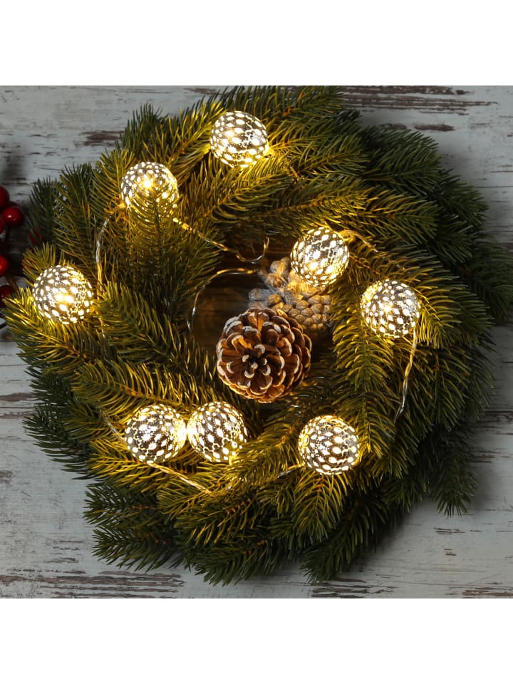 MARELIDA LED Deko Lichterkette 8 Kugeln L: 70cm in silber günstig kaufen onesize