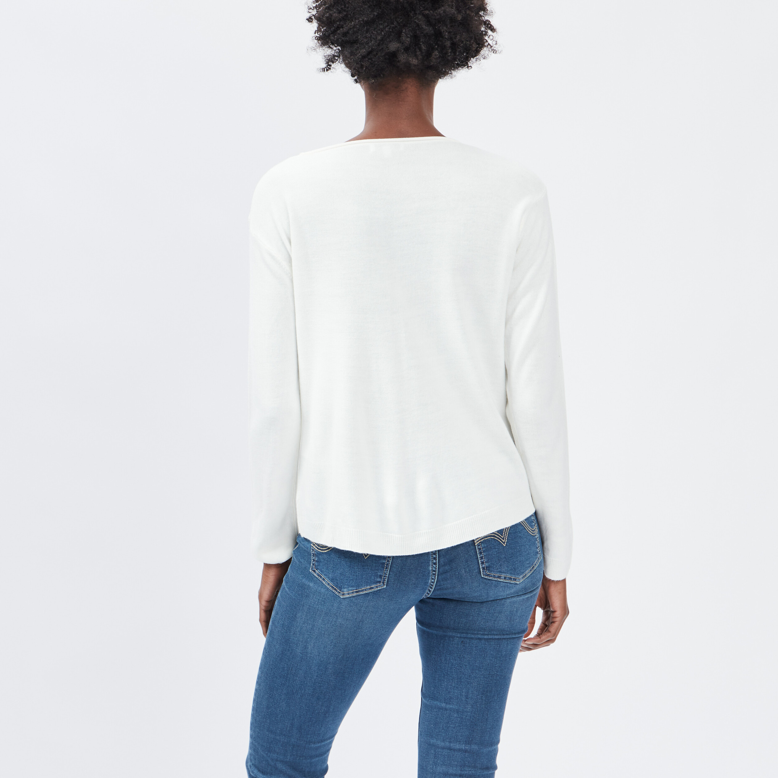 Pull avec col rond ecru femme | La Halle