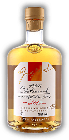 Guglhof Alter Obstbrand im Holzfaß gelagert aus Apfel u. Birne 2015 Guglhof Alter Obstbrand im Holzfaß gelagert aus Apfel u. Birne 2015 Fassgereifter Edelbrand aus harmonischer Fruchtkombination. Jahrgang 2015 - 0,7	 Liter - Vol 40%
