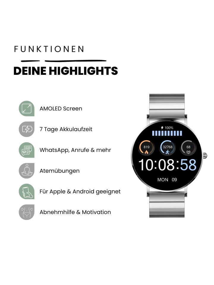 XCOAST Smartwatch  SIONA 2 Minimalist Silver günstig kaufen onesize