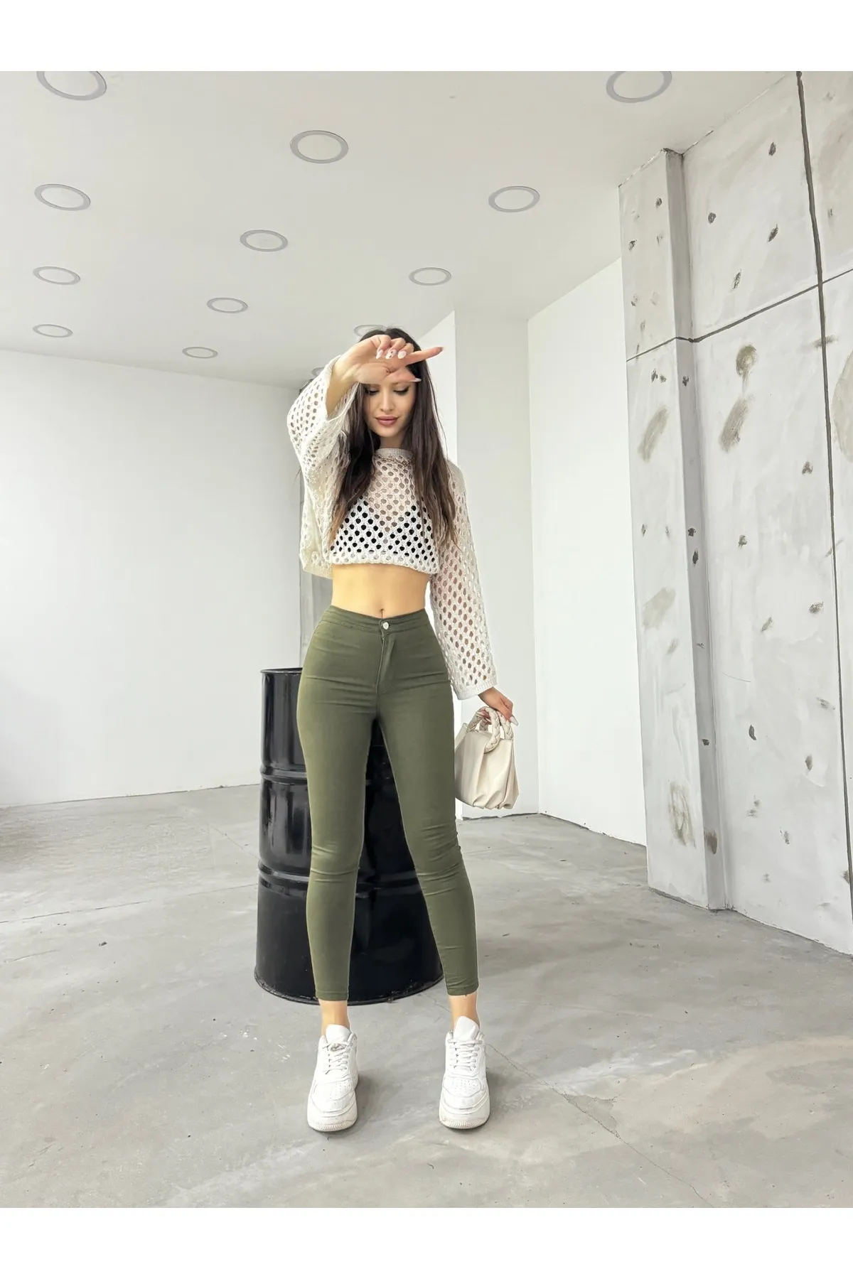 BİKELİFE  Khakifarbene Lycra-Leggings für Damen