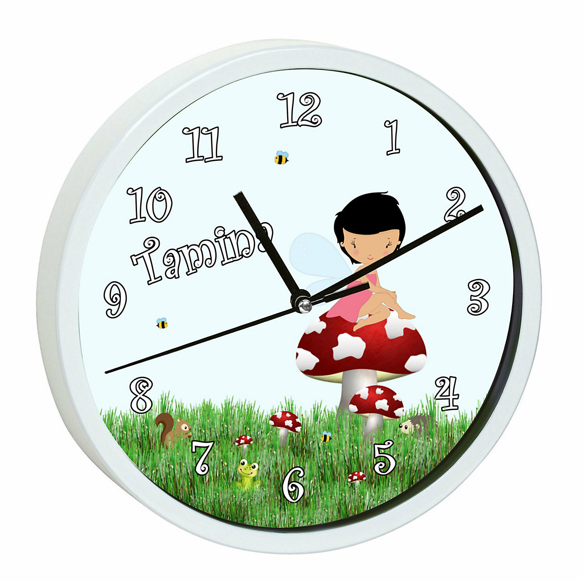 Kinder Wanduhr personalisiert mit Name Waldfee