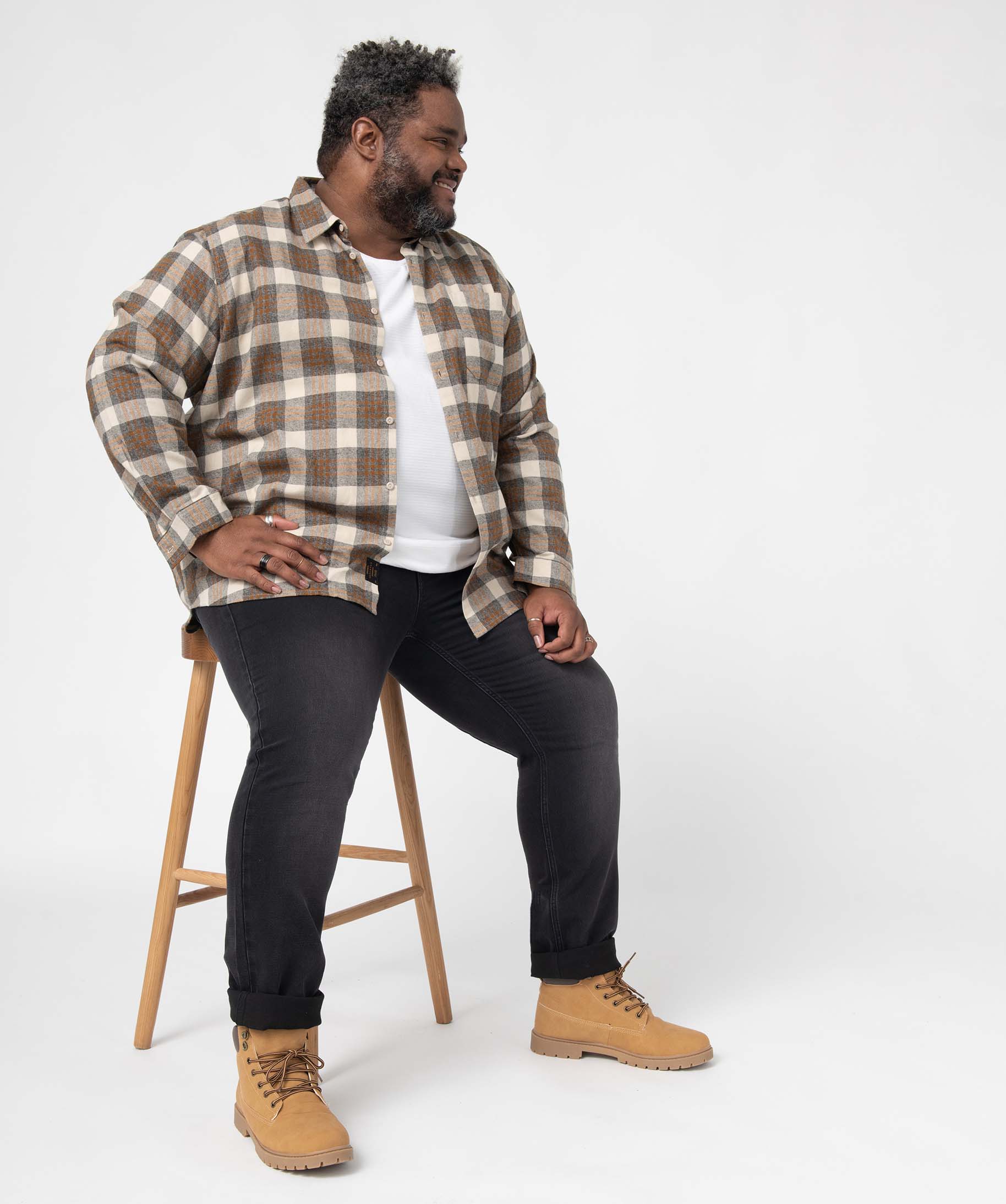 Chemise homme grande taille à manches longues et carreaux carreaux | GEMO