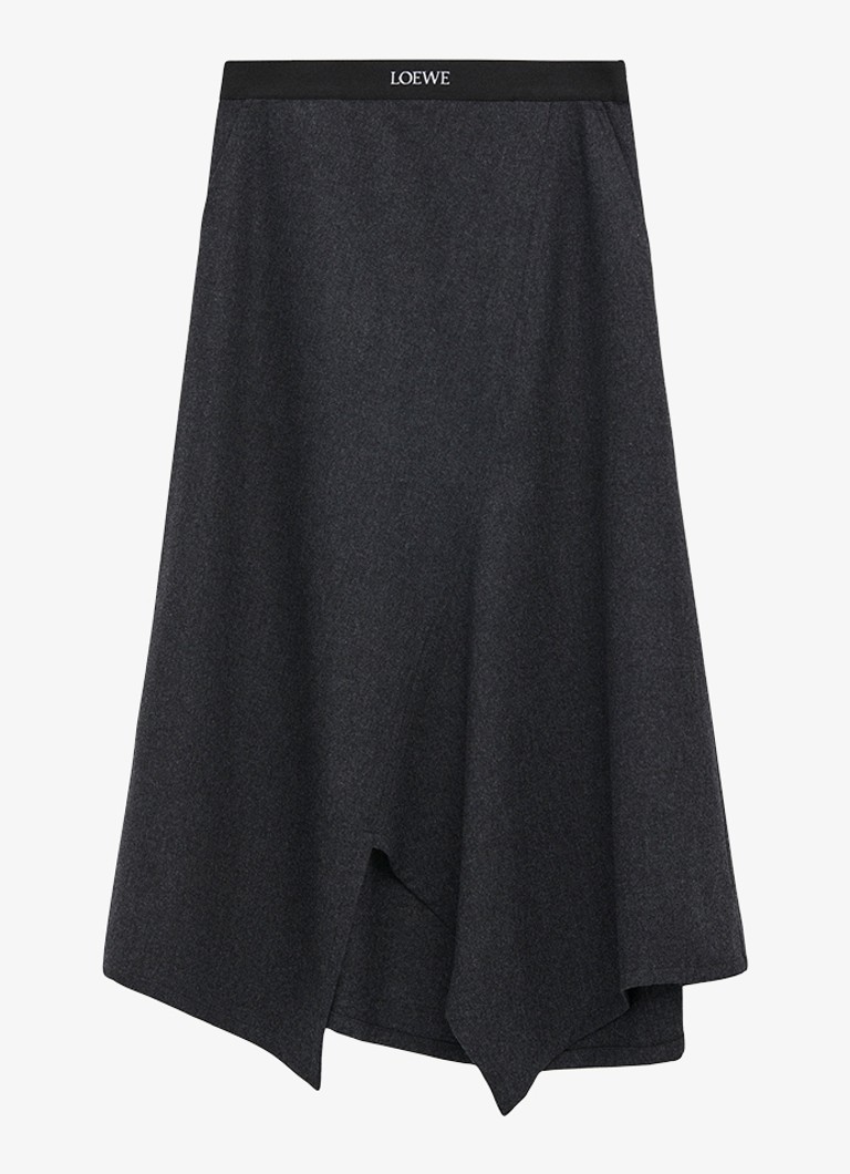 Jupe midi LOEWE en cachemire mélangé avec bande logotypée et poches latérales