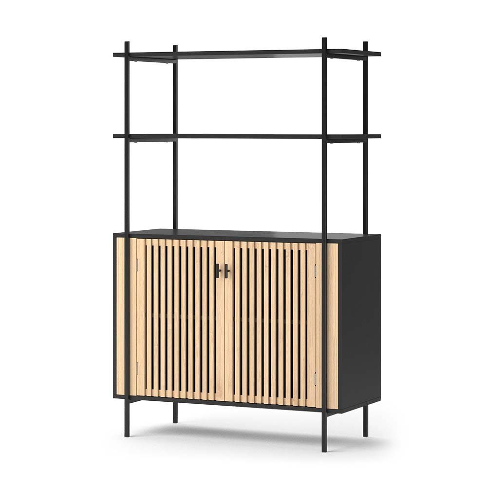 Vicco Bücherregal Standregal Bamboo breit Schwarz/Bamboo