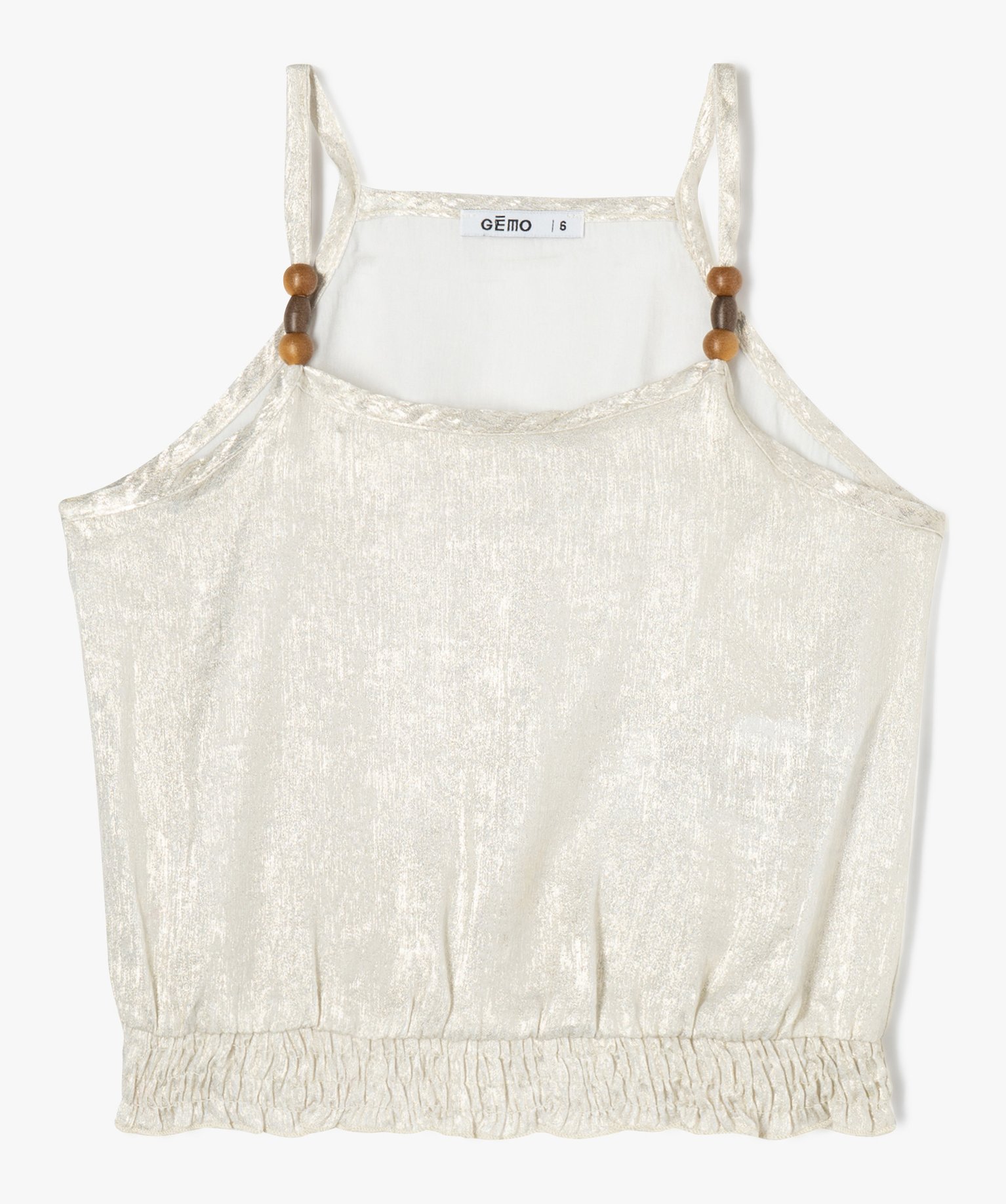 Débardeur pailleté avec bas smocké fille or | GEMO