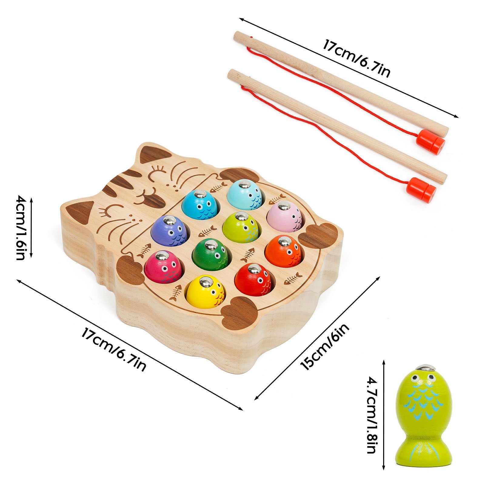 Wenta Lernspielzeug Magnetische Angelspiel Holz Fischspielzeug (Montessori Motorik Spielzeug Lernspielzeug Geschenk), für Kinder Mädchen Jungen ab 1 2 3 4 5 Jahre