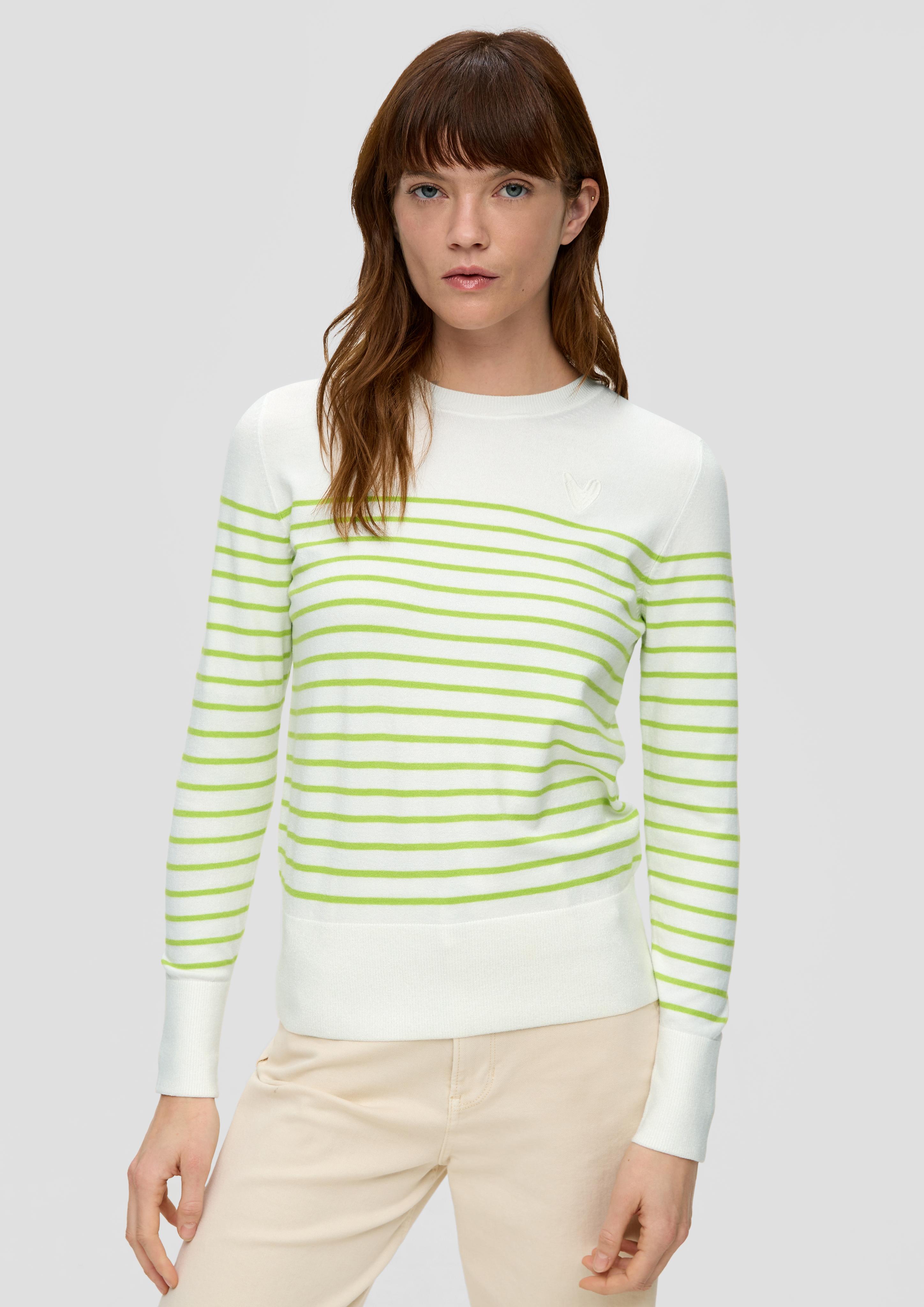 Ringelpullover mit kleiner Stickerei  2141234-74G3