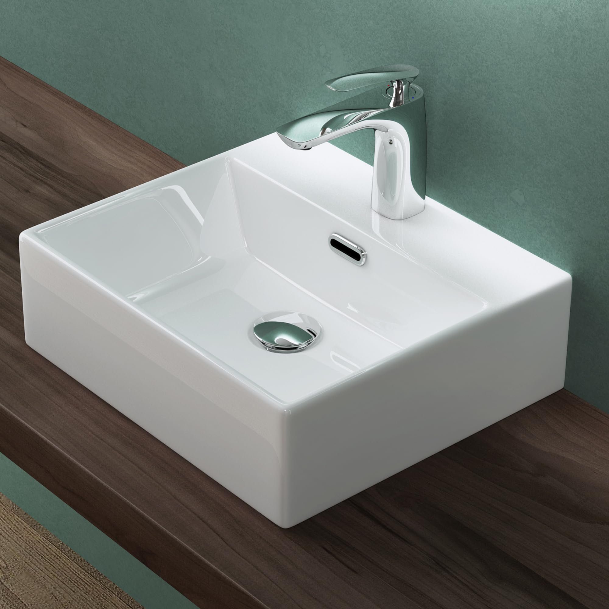 Mai & Mai Aufsatzwaschbecken Hängewaschbecken Br201 Waschbecken Keramik Nano-Beschichtung eckig
