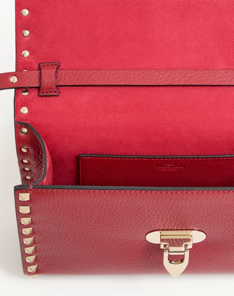 Rockstud lille skuldertaske i kornet kalveskind