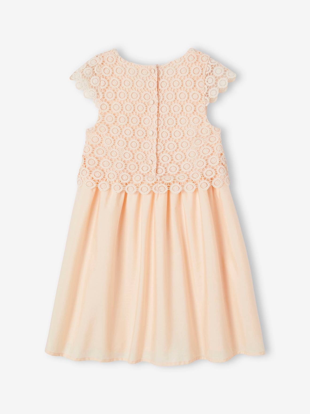 Vertbaudet Festliches Mädchen Kleid mit Makrameespitze Oeko-Tex - rosa nude