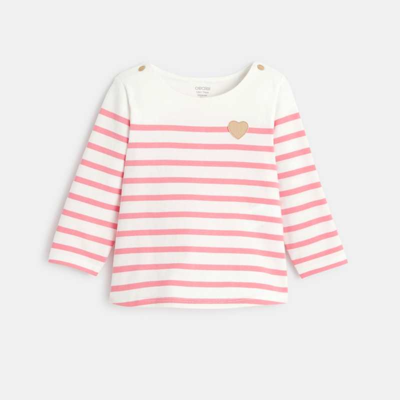 T-shirt marinière rayé rose bébé fille