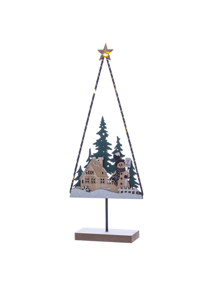 MARELIDA LED Dekoleuchte SNOWMANS HOUSE 33cm in braun günstig kaufen onesize