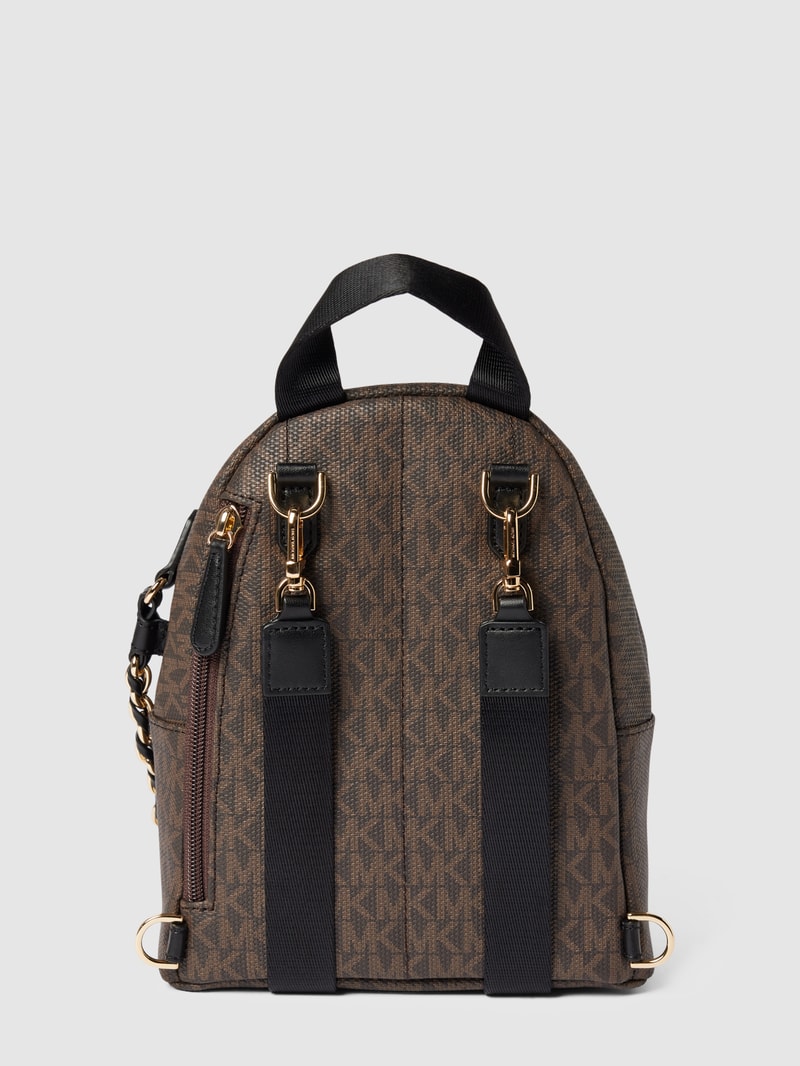 Rucksack mit Allover-Logo Modell 'SLATER' in dunkelbraun
