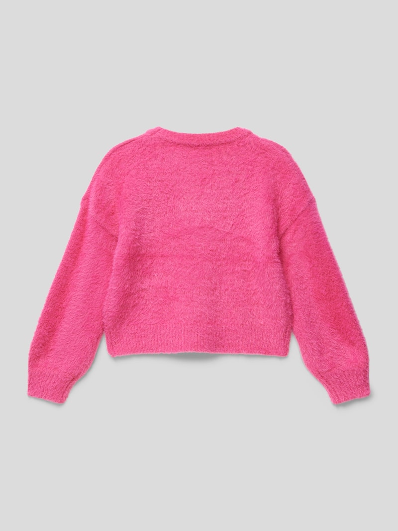 Strickpullover mit Rundhalsausschnitt in fuchsia