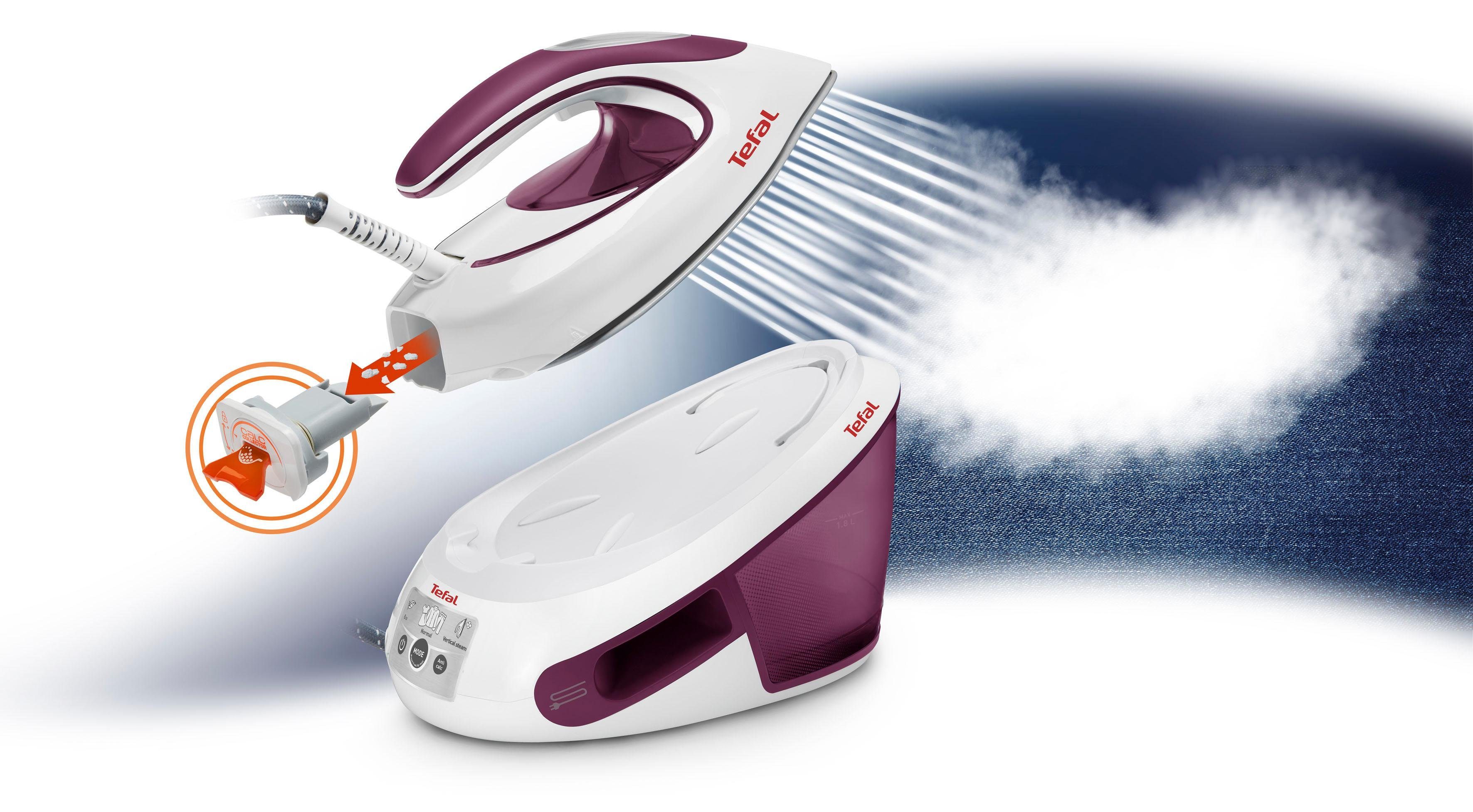 Tefal Dampfbügelstation SV8054 Express Anti-Calc, 1800 ml Wassertank, 2800 W, 6,5-Bar, optimale Dampf-/Temperaturkombi für alle Stoffarten