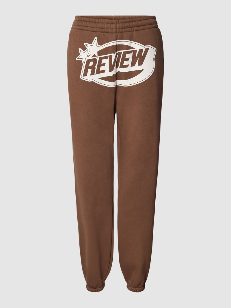 Sweatpants mit Label-Statement in mittelbraun
