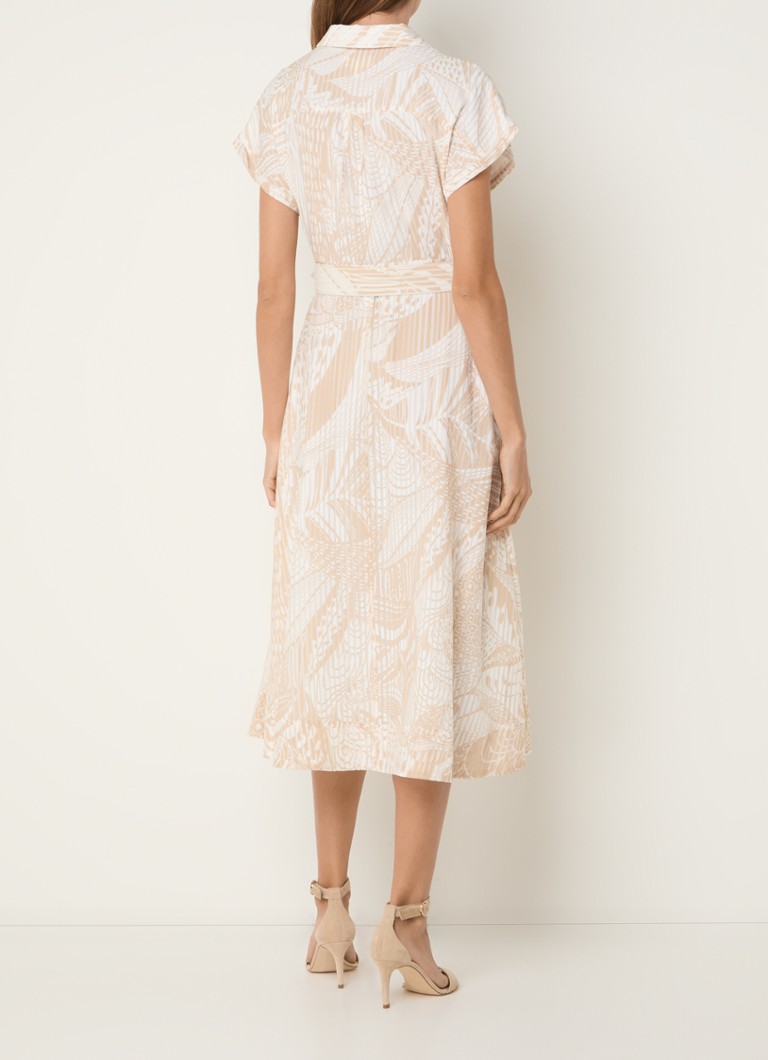 Rochie midi cămașă Phase Eight Mandi cu imprimeu cu frunze și curea.