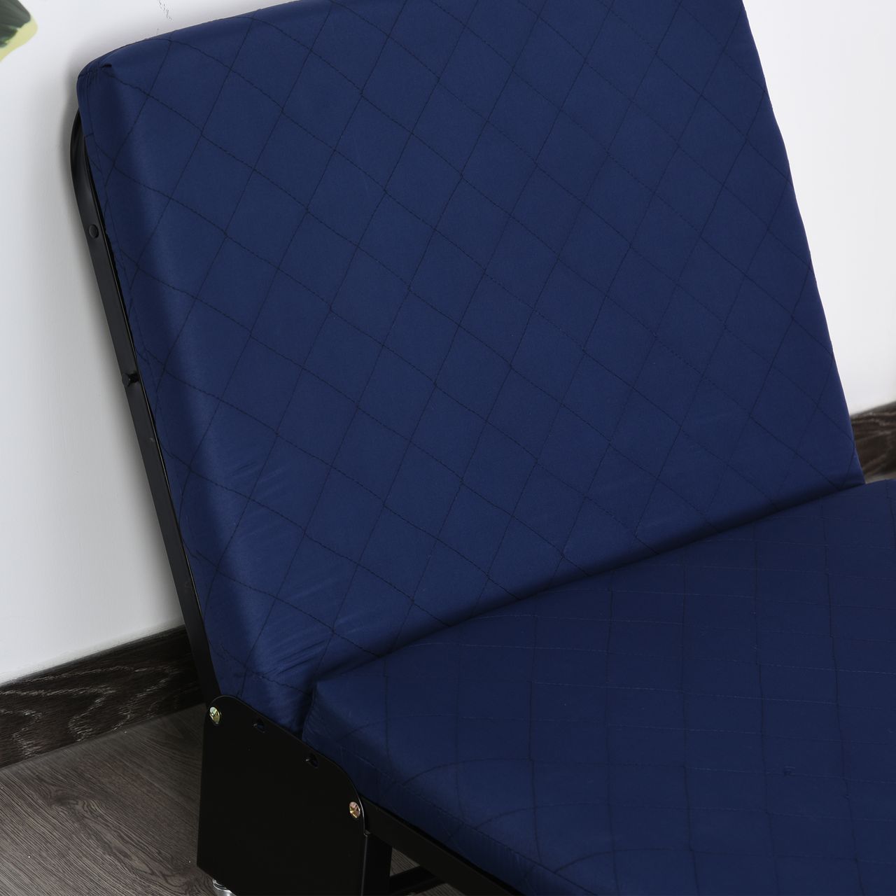 HOMCOM Gästebett klappbar, 2-in-1 Klappbett mit Rollen, Verstellbare Kopfteilhöhe, Stahl Schaumstoff, Blau, 184 x 65 x 26 cm